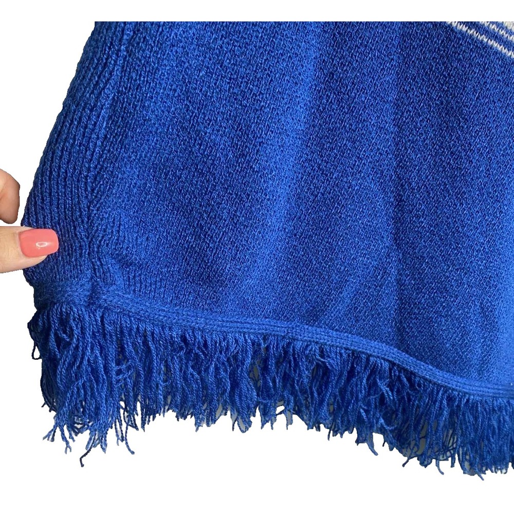Vintage JR Rappers Knit Poncho ONE SIZE serape Fringe bohemian tribal southwest - Picture 6 of 7